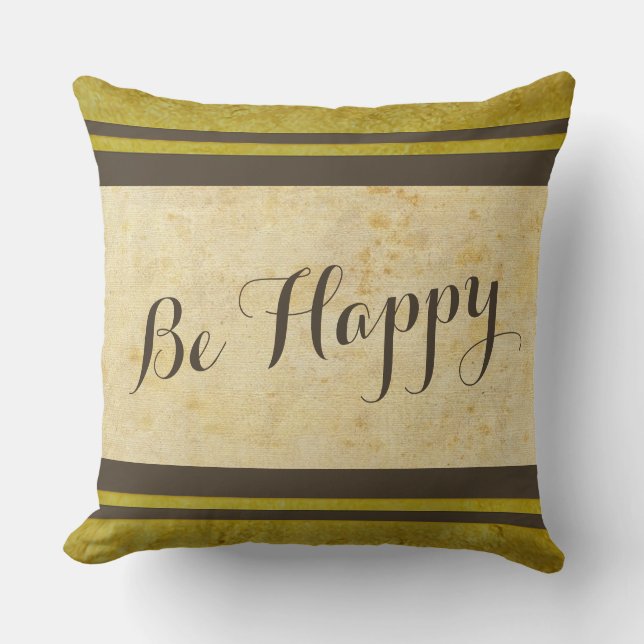 Coussin Vieux papier & rayures brun foncé + vos idées (Recto)