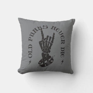 Coussin Vieux Punks Ne Meurent Jamais Skeleton Rock Sur Go
