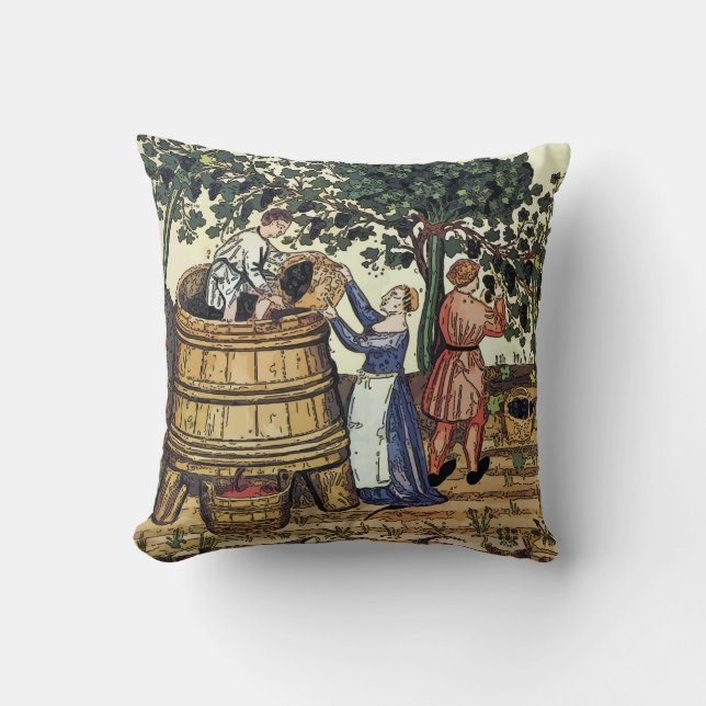 Coussin Vieux raisins de cueillette de vignoble (Recto)
