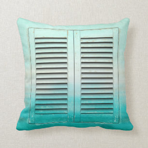 Coussin Vieux volets tropicaux de fenêtre de couleurs