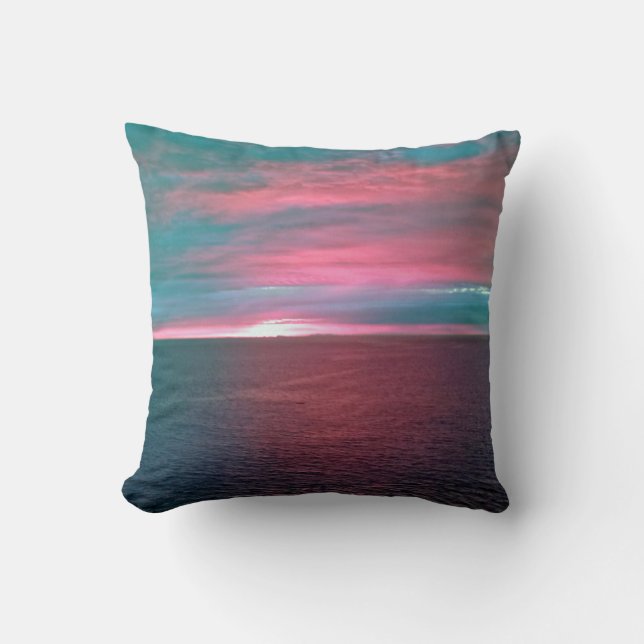 Coussin vif de coucher du soleil d'océan (Recto)