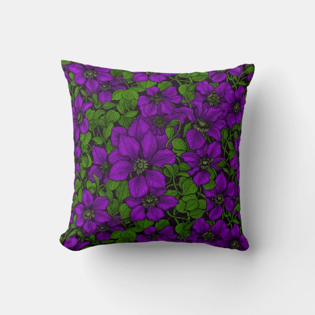 Coussin Vigne de Clematis pourpre (Recto)