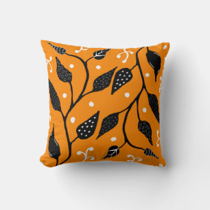 Coussin Vigne fantaisiste orange et noire