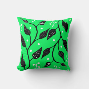 Coussin Vigne fantaisiste verte et noire