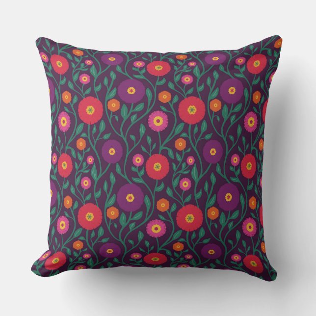 Coussin Vigne Fleur de Milieu de Siècle | Guirlande de Jar (Recto)