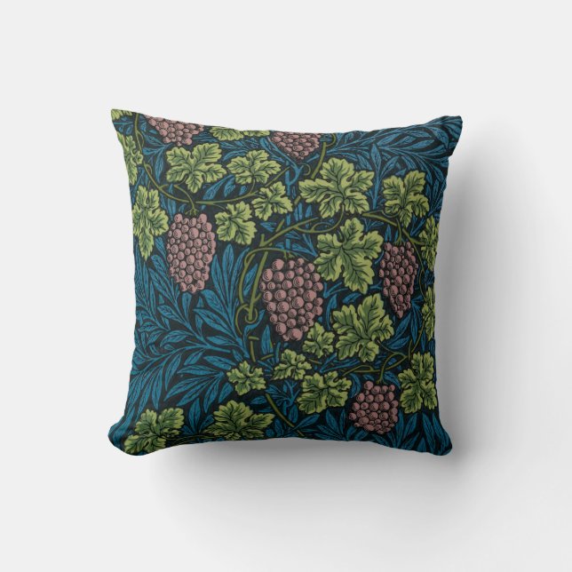 Coussin Vignes avec grappes de raisins roses  (Recto)