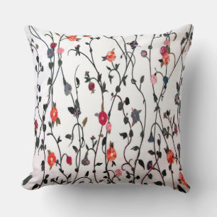 Coussin Vignes florales Corail rose bleu féminin