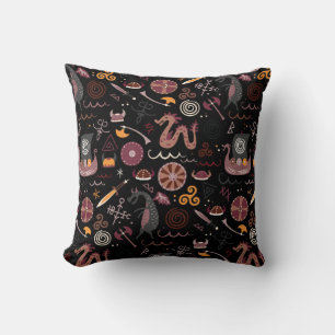 Coussin Viking motif design graphique transparent
