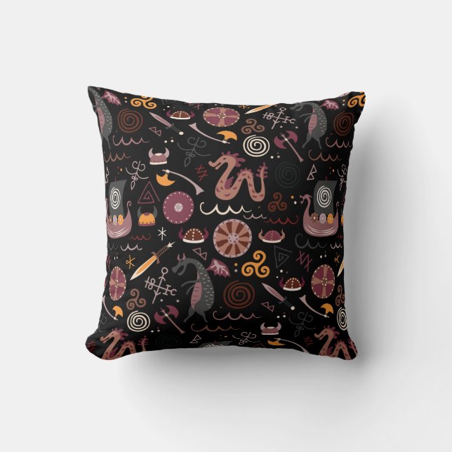 Coussin Viking motif design graphique transparent (Recto)
