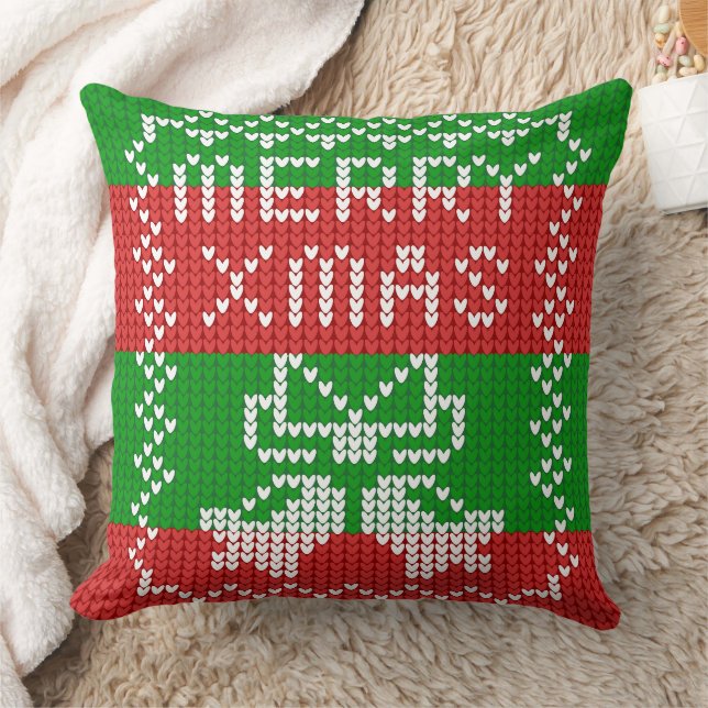 Coussin Vilain pull motif sonnettes Joyeux fils Xmas (Couverture)