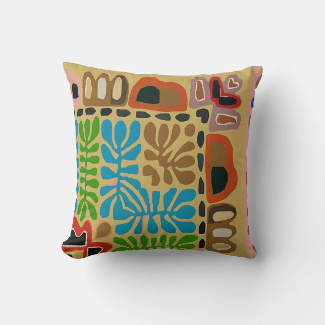 Coussin Village Abstrait, Amérique du Sud (Recto)