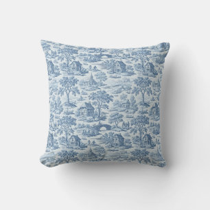 Coussin Village Blue Toile