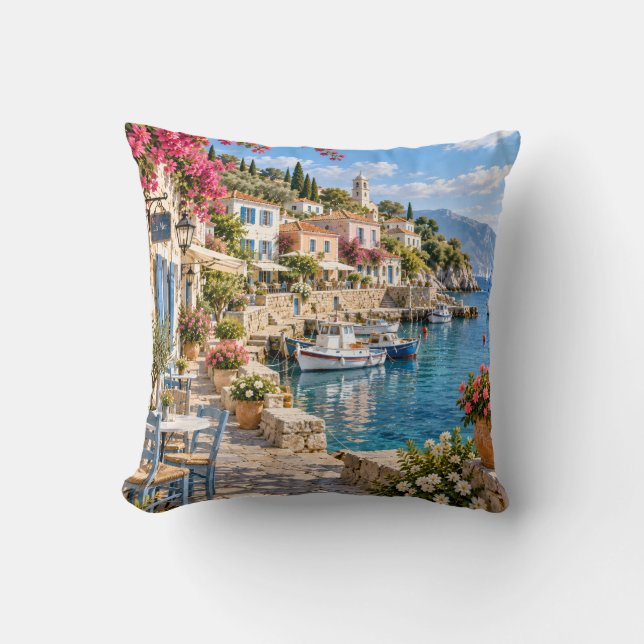 Coussin Village côtier méditerranéen (Recto)