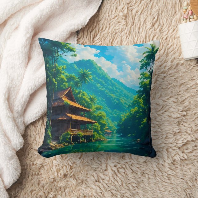 Coussin Village dans l'étreinte de la nature (Couverture)