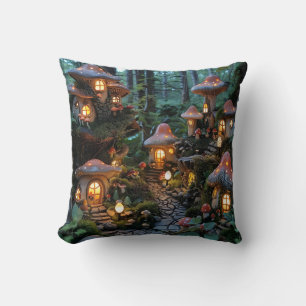 Coussin Village de Gnome à l'heure du soir