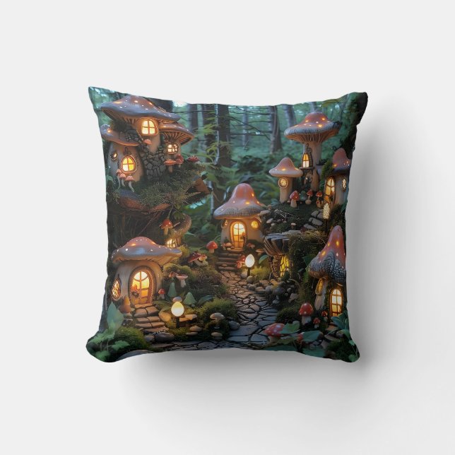 Coussin Village de Gnome à l'heure du soir (Recto)