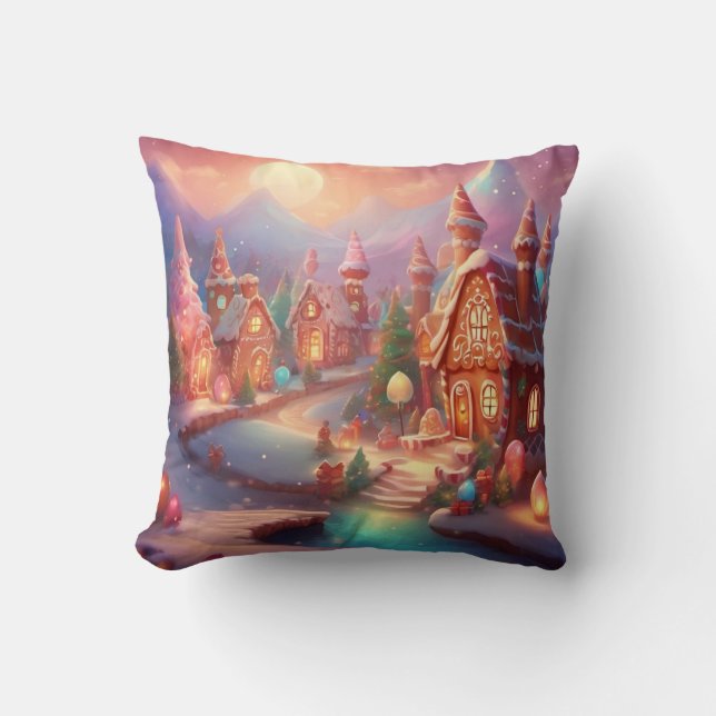 Coussin Village de pain d'épices (Recto)