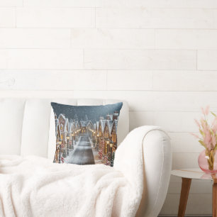 Coussin Village de pain d'épices de Noël