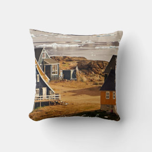 Coussin Village du Groenland, photographie panoramique