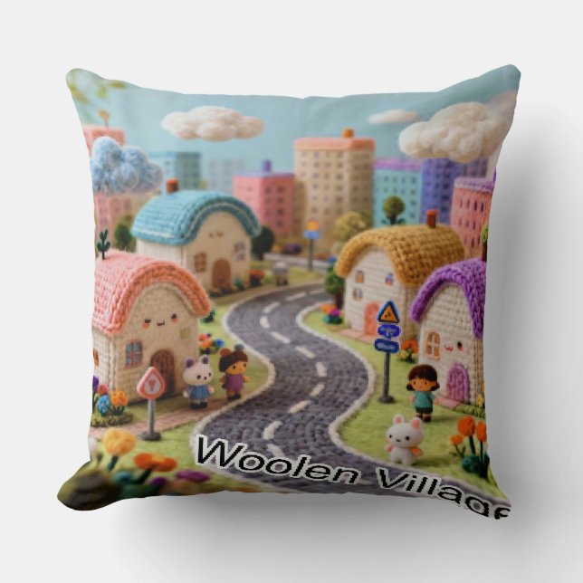 Coussin Village Laineux  (Recto)