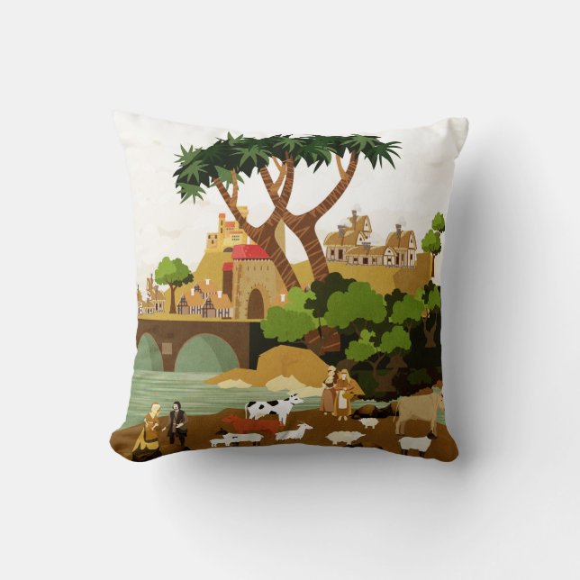 Coussin Village médiéval (Recto)