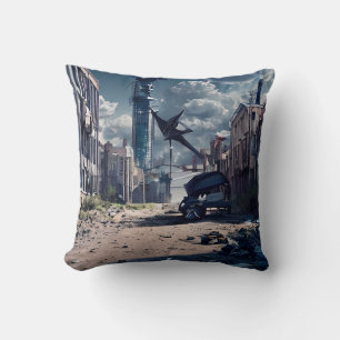 Coussin Ville Abandonnée   Monde Dystopique de Post Apocal