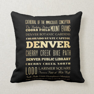 Coussin Ville de Denver d'art de typographie d'état du