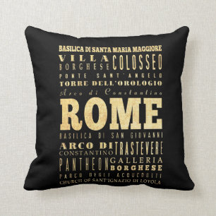 Coussin Ville de Rome d'art de typographie de l'Italie