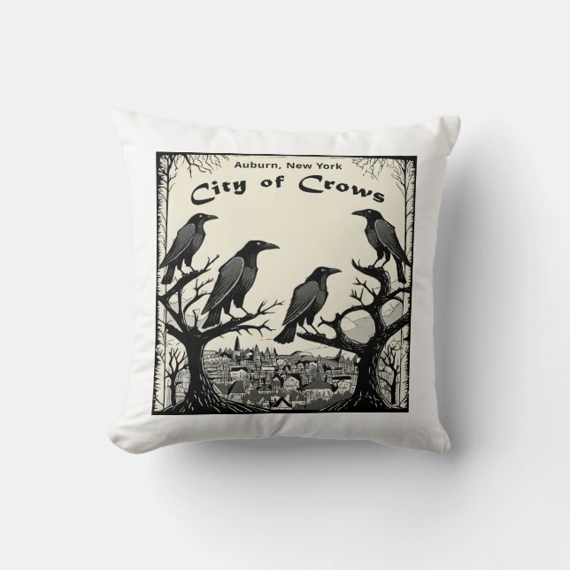 Coussin Ville des corbeaux (Recto)