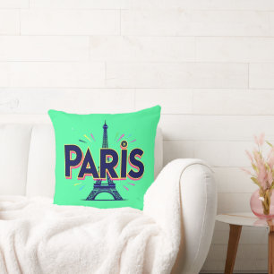 Coussin Ville des Lumières : Art typographique gras de Par