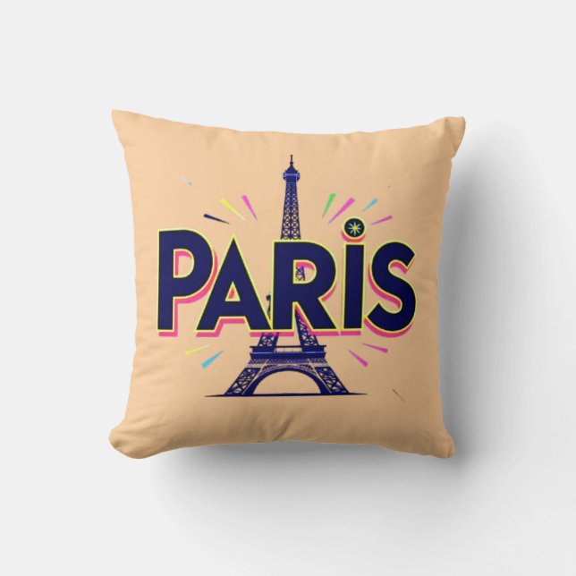 Coussin Ville des Lumières : Art typographique Paris gras (Recto)