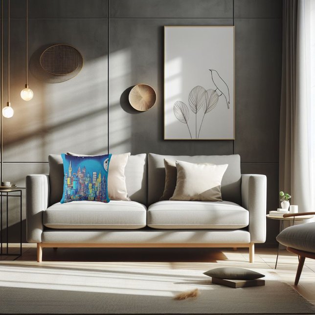 Coussin ville la nuit juste pour vous. (City at Night lovely throw pillow gift for the traveler you know.)