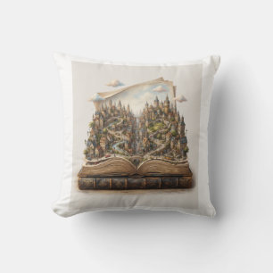 Coussin Ville miniature à l'intérieur d'un livre ouvert –
