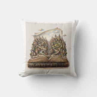 Coussin Ville miniature à l'intérieur d'un livre ouvert – 