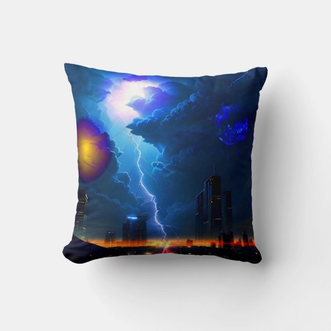 Coussin Ville spatiale Quatre (Recto)