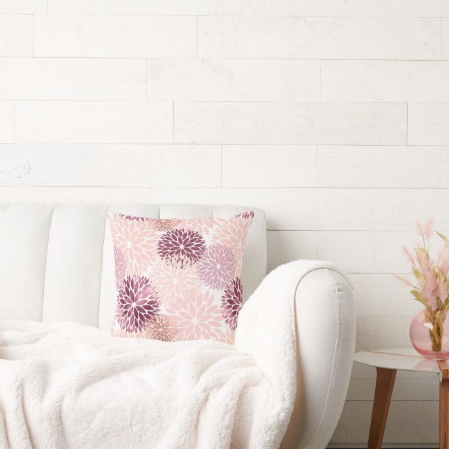 Coussin Vin Bourgogne et floral rose   (Canapé)