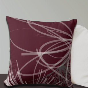 Coussin Vin de Bourgogne Gris Ribbon Abstrait Design