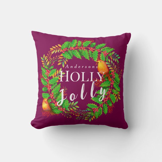 Coussin Vin de houx joyeux couronne (Recto)