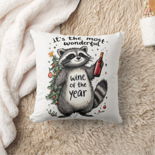 Coussin Vin de l'année le plus merveilleux Raccoon