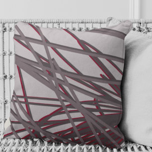 Coussin Vin gris et bourgogne Moderne Élégant Abstrait