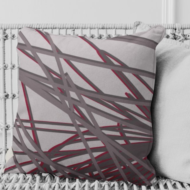 Coussin Vin gris et bourgogne Moderne Élégant Abstrait (Créateur téléchargé)