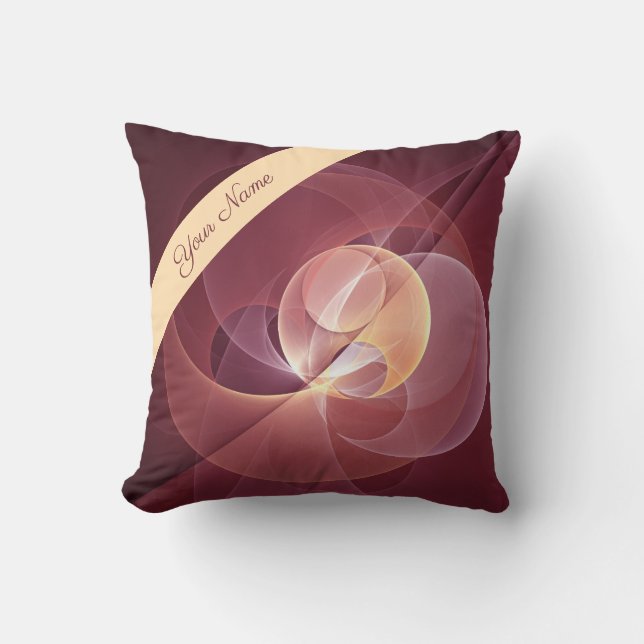 Coussin Vin moderne élégant Abstrait Rouge Fractal Art Nom (Recto)