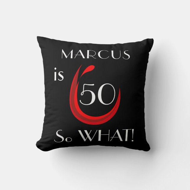 Coussin Vin rouge amusant 50e anniversaire Noir (Recto)