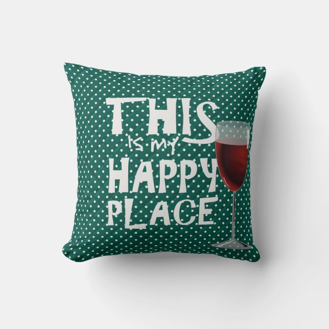 Coussin vin rouge et citation sur fond vert (Recto)