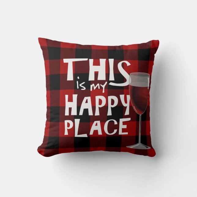 Coussin vin rouge et citation sur plaid de buffalo (Recto)