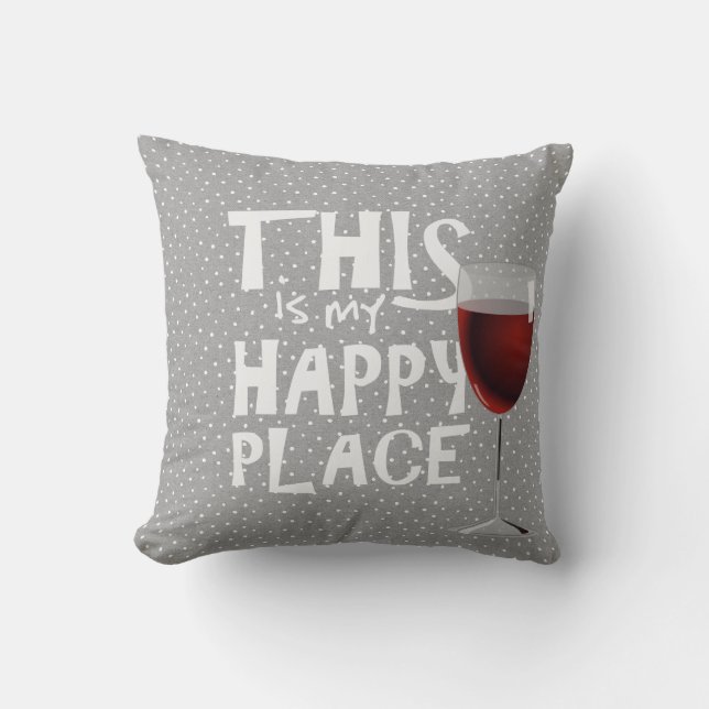 Coussin vin rouge et citation sur points gris (Recto)
