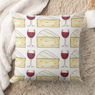 Coussin Vin rouge Verre Brie Fromage Wedge Vignoble