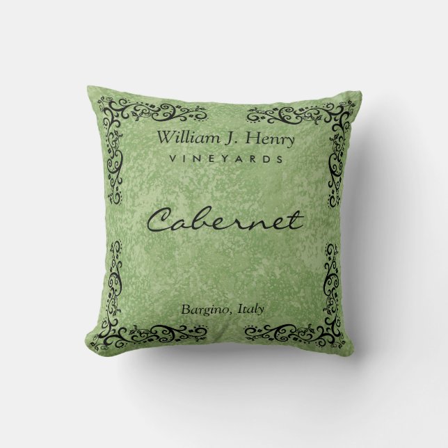 Coussin Vin Vert Et Noir Personnalisé Scroll (Recto)