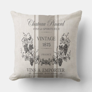 Coussin vin vintage français sac à grains jetez l'oreiller