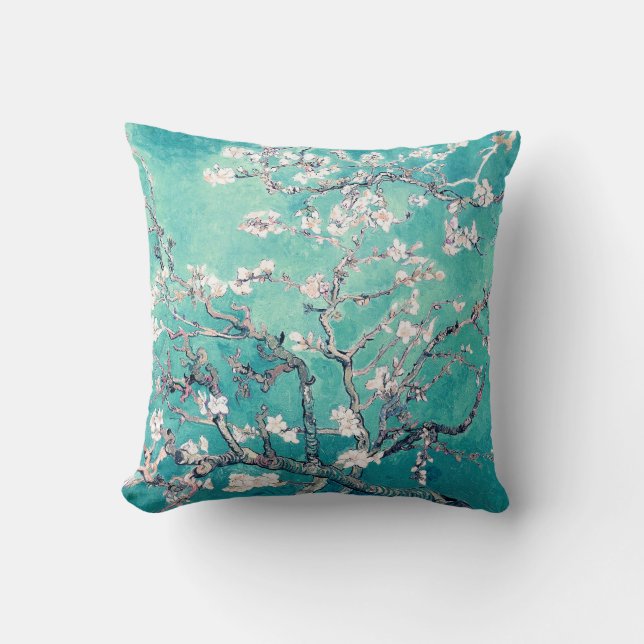Coussin Vincent Van Gogh Almond Blossoms Turquoise (Recto)